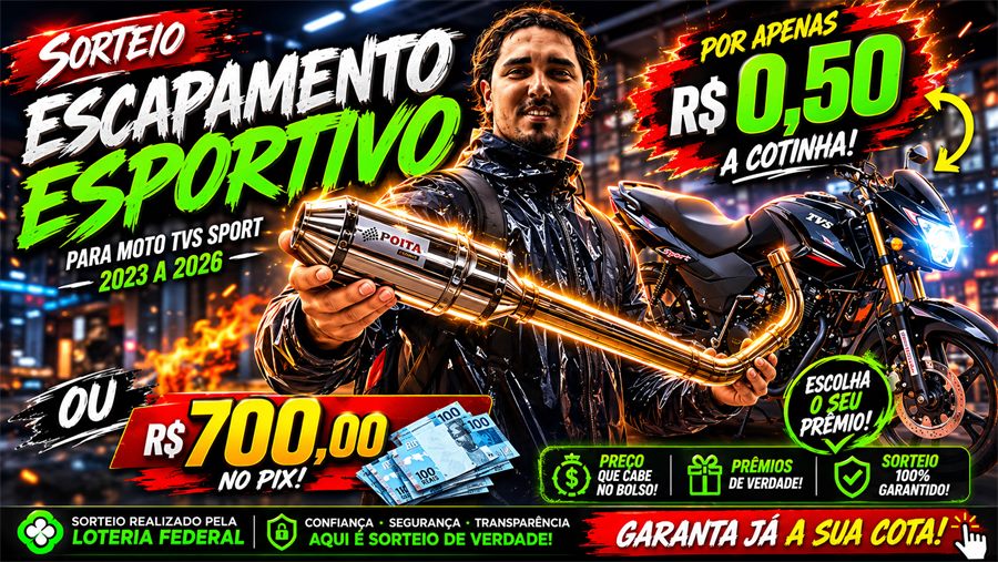 Sorteio Escapamento Esportivo TVS Sport ou R$ 700 no Pix